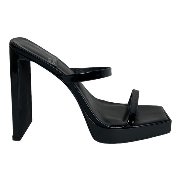 Jeffrey Campbell Hustler Platform Sandals Black Size 9.5 Square Toe Shoes Patent - Picture 13 of 13